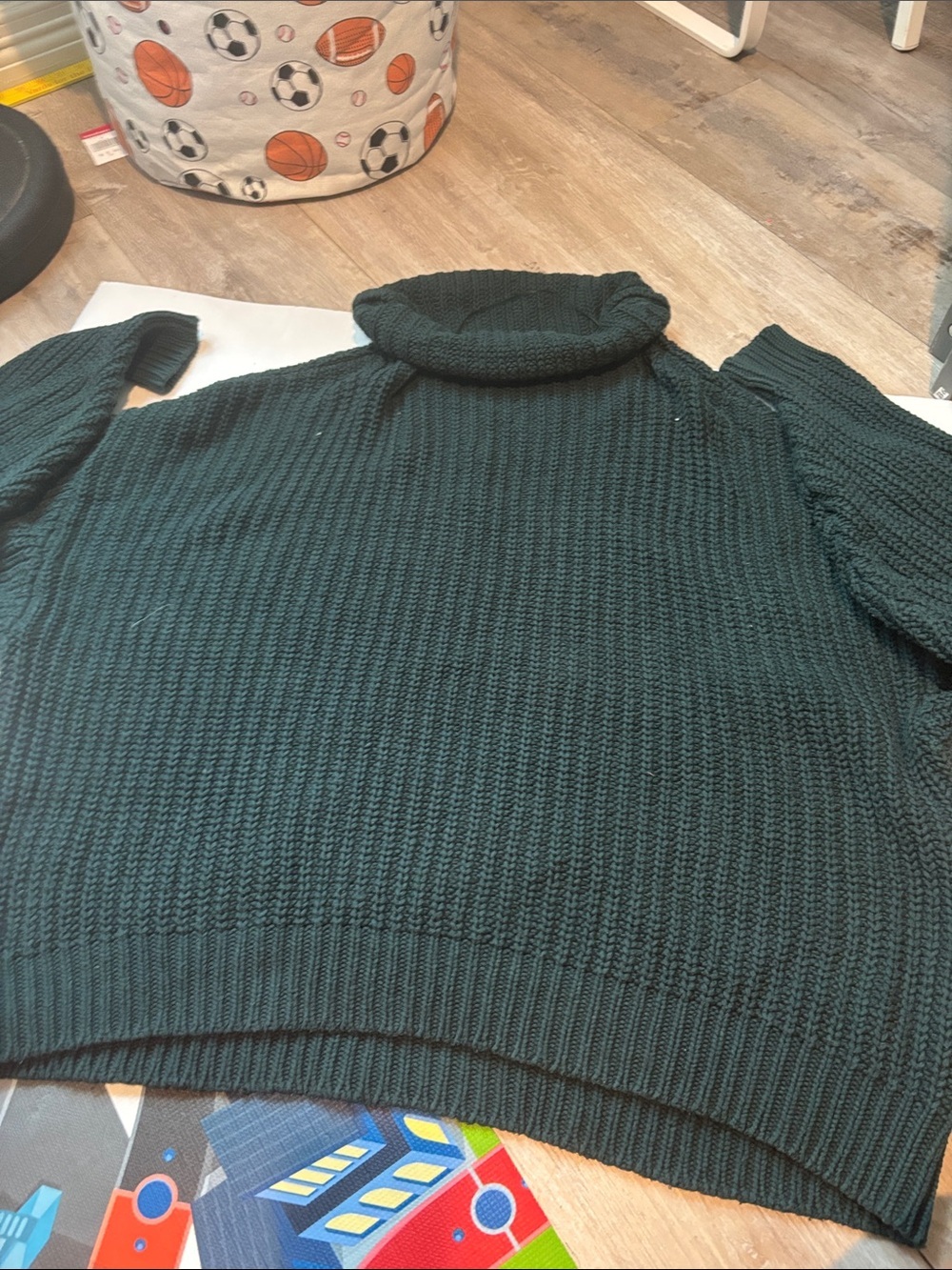 Free People Chunky Oversized Turtleneck Sweater in Deep Teal Size Xs